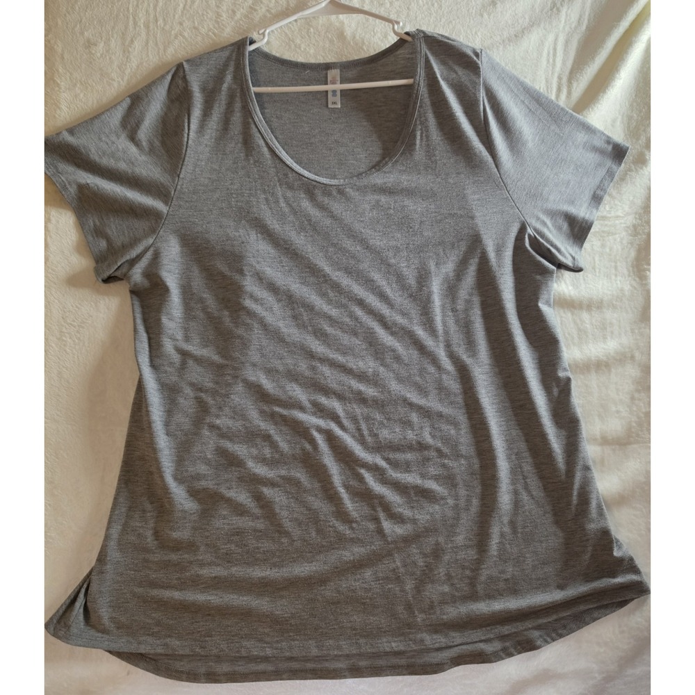 LuLaRoe Womens 3XL Gray Short Sleeve Scoop Neck Tunic Top Soft Stretch Plus Size